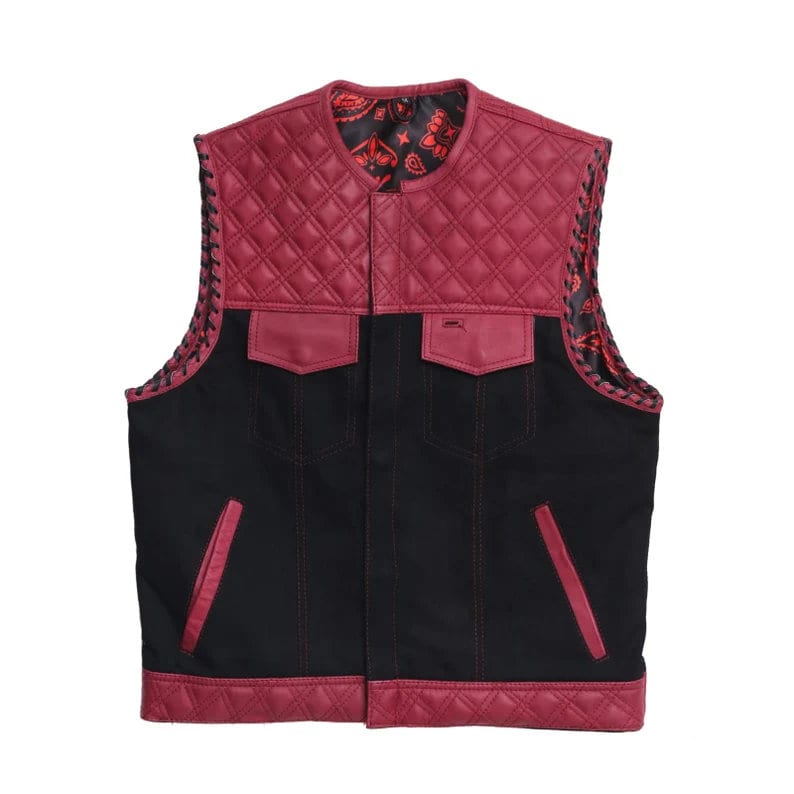 Hand Made OX Blood Mens Hunt Club Double Diamond Quilted MC Club Biker ...