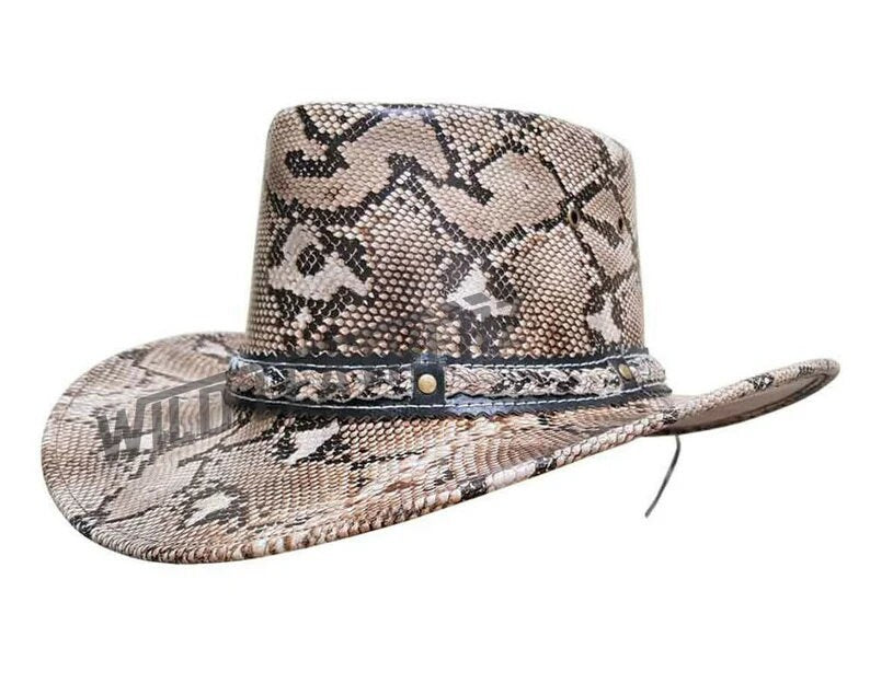 Python Cowboy Hat hand Made Python Style Braided Band Western Cowboy Aussie Leather Hat ...